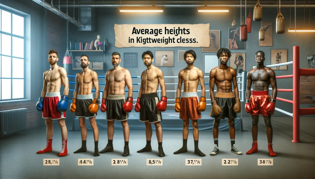 キックボクシングの階級別の平均身長