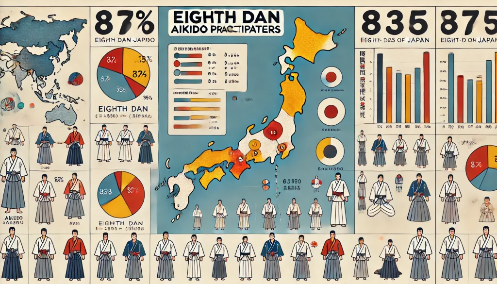 日本国内の合気道八段の人数比較